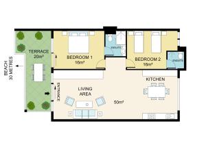 Beachfront! 2 Bedroom Apartment A4 - 110 Sqm