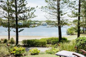 Reflections on the lake with resort access