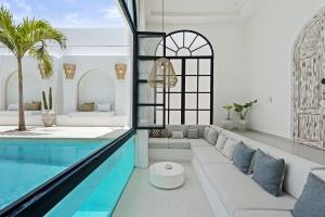 Chic All-White Villa with Pool and Fire Pit