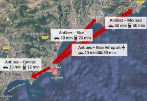 Studio with balcony in Antibes with AC