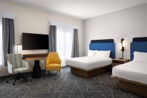 Queen Studio Suite with Two Queen Beds and Sofa Bed - Non-Smoking room in Hampton Inn & Suites Moline-Quad City Int'l Aprt