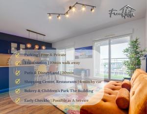 Appartements Chic & Cosy - Private Parking - Between Paris & DisneyLand - 5min TrainStation, Big Mall : photos des chambres