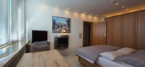 Bright room with private bathroom and market square view