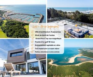 "ROOF TOP ET OCEAN" Villa dArchitecte, haut de gamme, 207 m2 habitables, 6 à 8 personnes, piscine chauffée, Roof Top vue Port et Océan, accès littoral à pied