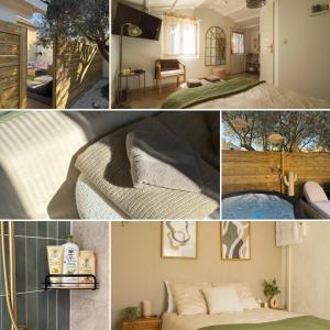 Chalets La Cabane de L-Olivier - Suite cosy avec jacuzzi & home cinema : photos des chambres