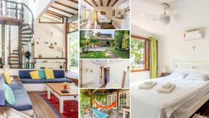 Casa dos Pássaros na areia a 20m da Praia da Baleia com 3 suítes e 1 dorm com ar condicionado, wifi, smart tv, cozinha completa e churrasqueira