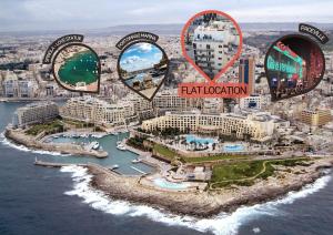 Paceville - 2A - Bright 2BR Apt with Balcony & AC near Night Life