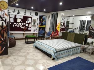 Boho-themed studio apartment