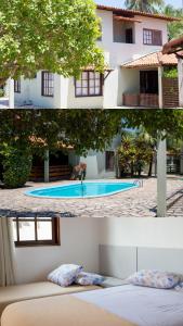 Casasveraneio casa top com 2 suítes com ar condicionado a 100 m da Praia - Barra de São Miguel, 7 minutos do gunga e 3 da praia bonita e conchas ! Área gourmet particular com churrasqueira , chuveirão !condomínio com muito verde,piscina de 10m!