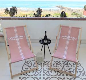 Studio Vue mer, Piscine, Wifi, Climatisation, Parking privé, Terrasse 1ère ligne - La Coulée Douce