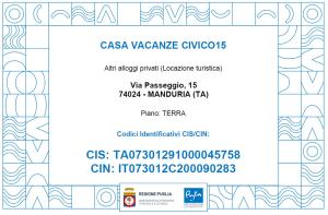 Casa Vacanze Civico15 - Appartamento Indipendente & Climatizzato - Manduria - Salento - Puglia - Italy