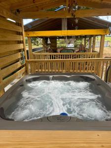 House with a jacuzzi and solar panels