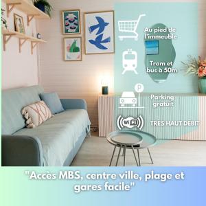 Studio 50m tram parking gratuit 13min gare