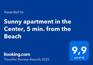 Sunny apartment in the Center, 5 min. from the Beach