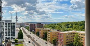 Family apartment with the view of the old town Prague city with free parking