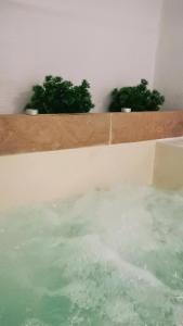 Zimmer mit Queensize-Bett und Whirlpool-Badewanne