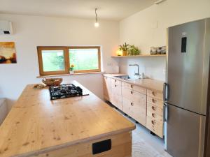 Naravna lesena hiša v naravi z lastnim vrtom 