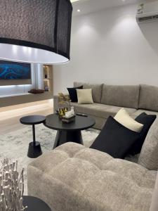 شقة بغرفة نوم وصالة ومطبخ بتصميم مميز وأنيق