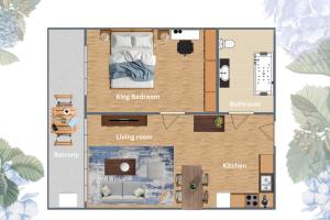 Azure Dreams King Suite Retreat near BTS & Fast WiFi