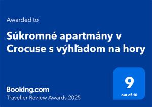 Súkromné apartmány v Crocuse s výhľadom na hory