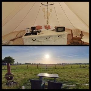 Glamping tent met privé sanitair
