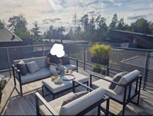 Large modern house with a hot tub