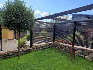 Large modern house with a hot tub