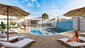 Stylish 1BR Flat Pool View & 10 min Walk to Beach