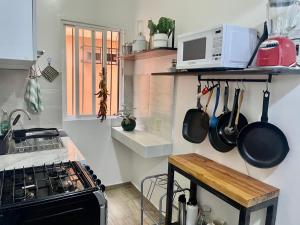 Habitación en casita de las lámparas con cama doble