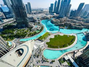 GRANDE SIGNATURE with a direct Burj Khalifa view and Private Fountain Show at high floor with DXB AIRPORT VIP Shuttle option for 6 guests