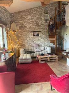 Stone house, terraced garden and pool
