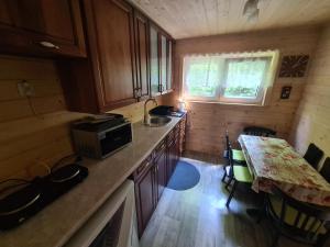 Duży drewniany domek nad rzeką, Obidza 381, Łącko