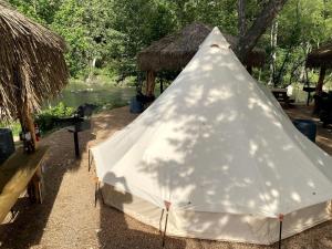 Fantastic Family-Friendly Glamping Destination: Cute Bell Tent on Guadalupe River near New Braunfels, Texas