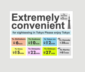 Central Tokyo,Skytree 2min by train,Akihabara 6min,Asakusa 10min,Shinjuku 22min direct access for each