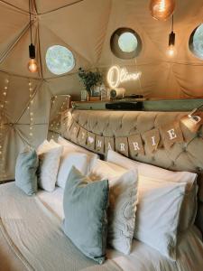 Beautiful Olive Pod Geo Dome House with Hot Tub