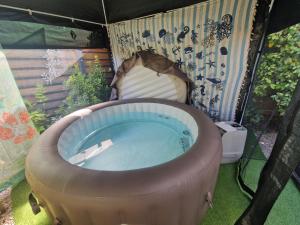 Chalets Chalet de 25 m2 avec jardin, piscine et spa uniquement accessible en juin sept : photos des chambres