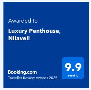 Luxury Penthouse, Beachfront, Nilaveli