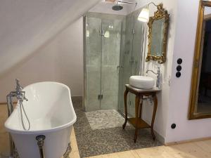 Apartament w Zabytkowej Stajni nad Jeziorem z Dostępem do Parku i Sąsiedztwem XIX wiecznego Dworku Modrzewiowego