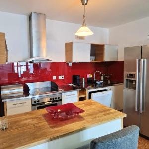 High-rise apartment with sunset