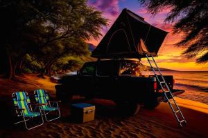 Embark on a journey through Maui with Aloha Glamp's jeep and rooftop tent allows you to discover diverse campgrounds, unveiling the island's beauty from unique perspectives each day