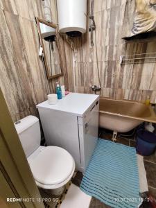 your room in a three-room apartment with a shared kitchen, bathroom, and toilet