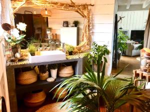 Maisons de vacances Maison ambiance cabane exotique climatisee piscine & spa 3 chambres 6 personnes : photos des chambres