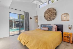 Desert Flame Oasis with Sparkling Pool