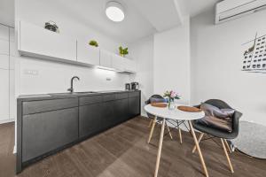 Modern city-center apartment with castle view