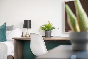 Modern City Studio w Desk and TV