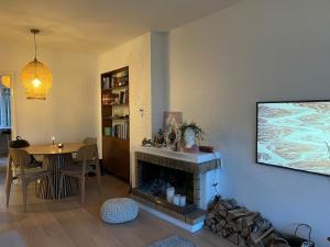 Scandinavian apartment with fireplace