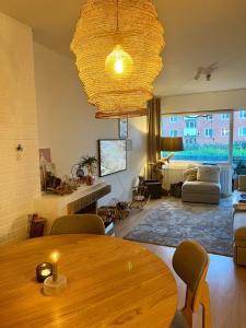 Scandinavian apartment with fireplace