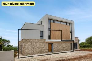 Japandi Sea View 3BR Apartment, Pomer, 5 Min Walk to Beach