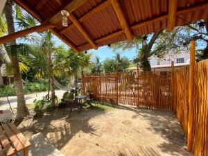 The house of flowers with a courtyard of warm lights