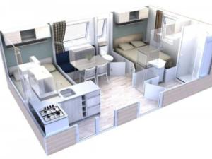 Campings Mobil-home 4 pers avec terrasse au camping Les Tournesols - API-1-52-489 : photos des chambres
